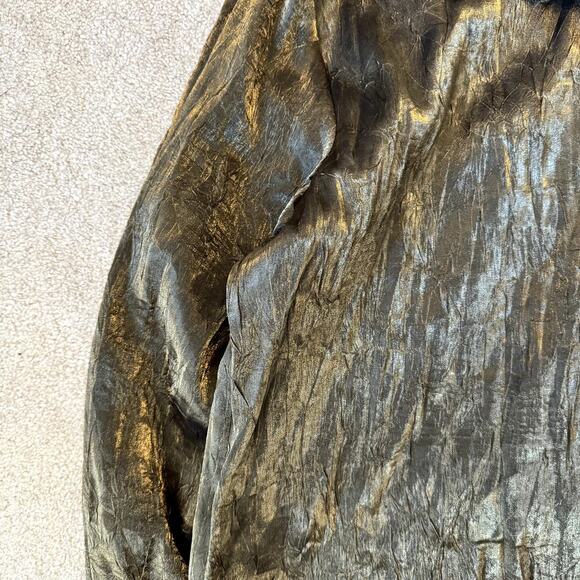 Vintage Notations Gold/Olive button-up blouse women's size large - Picture 4 of 5